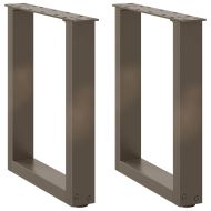 Крака за масичка за кафе, U-образни, 2 бр., естествена стомана, 38 x (42-43) см, стомана