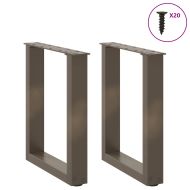 Крака за масичка за кафе, U-образни, 2 бр., естествена стомана, 38 x (42-43) см, стомана