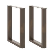 Крака за трапезна маса, U-образни, 2 бр., естествена стомана, 60 x (72-73) см, стомана