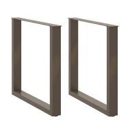 Крака за трапезна маса, U-образни, 2 бр., естествена стомана, 90 x (72-73) см, стомана