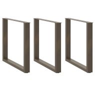 Крака за трапезна маса, U-образни, 3 бр., естествена стомана, 90 x (72-73) см, стомана