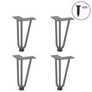 Крака тип „фиба“ за масичка за кафе, 4 бр., естествена стомана, 20 см, масивна стомана