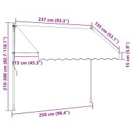 Ръчно прибиращ се сенник, 250 см, кремав