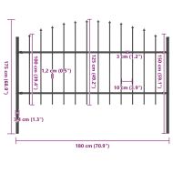 Градинска ограда Woerden с връх тип копие, стомана, 170x125 см, черна