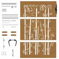 Градинска порта 85x125 см, кортенова стомана, дизайн от бамбук