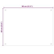 Кухненски гръб, бял, 80x60 см, закалено стъкло