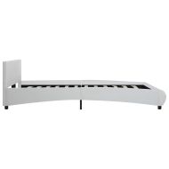 Рамка за легло с LED, бяла, изкуствена кожа, 180x200 cм