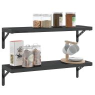 Скоби за рафт 4 бр 23,5x2,5x15,5 см черен неръждаема стомана