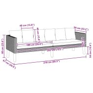 3-местен градински диван с възглавници, полиратан, черен