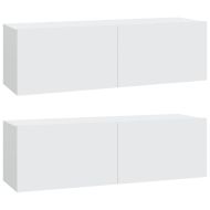 Комплект ТВ шкафове от 6 части, бял, инженерно дърво