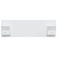 Горна табла за легло с шкафчета, бяла, инженерно дърво