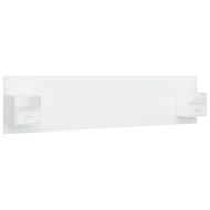 Горна табла за легло с шкафчета, бяла, инженерно дърво