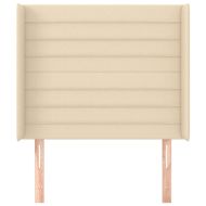 Горна табла за легло с уши, кремава, 103x16x118/128 см, плат