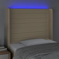 LED горна табла за легло, кремава, 83x16x118/128 см, плат