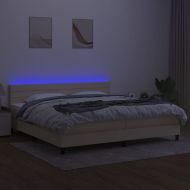 Боксспринг легло с матрак и LED, кремава, 200x200 см, плат