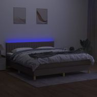 Боксспринг легло с матрак и LED, таупе, 160x200 см, плат