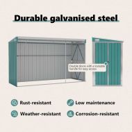 Градинска барака, зелена, 118x288x178 см, поцинкована стомана