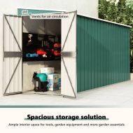 Градинска барака, зелена, 118x382x178 см, поцинкована стомана