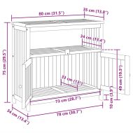 Градинска конзолна маса, 80x35x75 см, акация масив