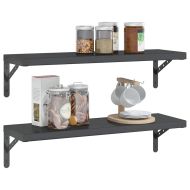 Стенни рафтове 2 бр 75x23,5 см черни неръждаема стомана