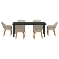 Комплект за хранене в градината 7 pcs Светлосиво полиратан