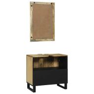 Комплект мебели за баня с рафт 2 pcs Кафяво Инженерно дърво