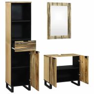 Комплект мебели за баня с чекмедже 3 pcs Кафяво Инженерно дърво