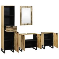 Комплект мебели за баня с чекмедже 4 pcs Кафяво Инженерно дърво