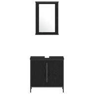 Комплект мебели за баня с рафт 4 pcs Черно Инженерно дърво