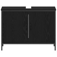 Комплект мебели за баня с рафт 4 pcs Черно Инженерно дърво