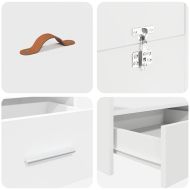 Легло с място за съхранение Бяло 180 x 200 cm Инженерно дърво