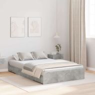 Легло с място за съхранение Циментено сиво 120 x 200 cm