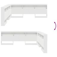 Табла за съхранение с рафт Бяло 200 cm Инженерно дърво