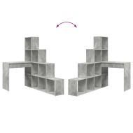 Ъглово бюро с рафт Циментено сиво 101,5 x 149,5 x 149,5 см