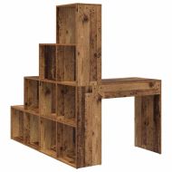 Ъглово бюро с рафт Старо дърво 101,5 x 149,5 x 149,5 см