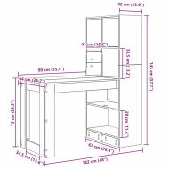 Бюро с рафт Циментено сиво 122 x 67 x 145 см Инженерно дърво