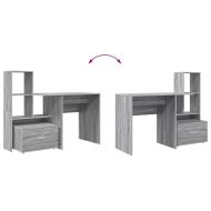 Бюро с рафт Сив Сонома 131,5 x 50 x 106,5 см Инженерно дърво