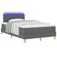 LED кутия за пружини с легло Тъмен сив 120 x 200 cm текстил