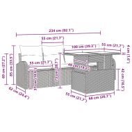 Градински Софа Комплект с възглавница 5 pcs Черно Полиратан