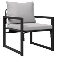 Градински Софа Комплект с възглавница 6 pcs Черно Стомана