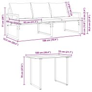 Градински Софа Комплект с възглавница 6 pcs Черно Стомана