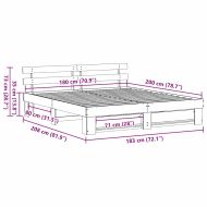 Рамка за легло с таблото Бяло 180 x 200 cm Солидно борово дърво