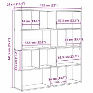 Шкаф за книги Черния дъб 132 x 29 x 141,5 см Инженерно дърво