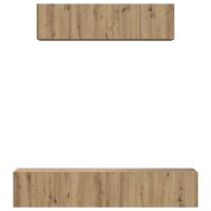 Комплект ТВ шкаф Монтиране на стена 4 pcs Дъб Инженерно дърво