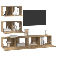 Комплект ТВ шкаф 4 pcs Дъб артизан Инженерна дървесина