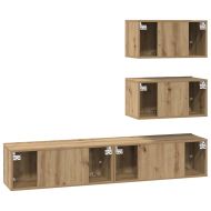 Комплект ТВ шкаф 4 pcs Дъб артизан Инженерна дървесина