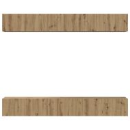 Комплект ТВ шкаф Монтиране на стена 6 pcs Дъб Инженерно дърво