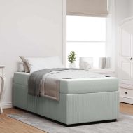 Рамка за легло с матрак Светлосиво 90 x 200 cm текстил