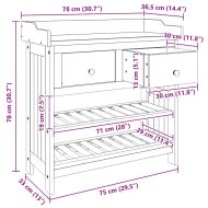 Градинско шкафче с чекмедже с рафт Естествен 78 x 36,5 x 78см