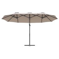 Плажен чадър Таупе 372 x 198 x 243 см Полиестер и алуминий